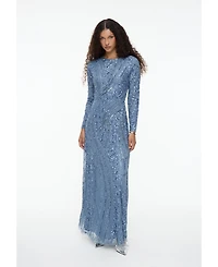 Maryisa Women's Modest Embellished Sequin Beaded Dress Maxi With Elegant design