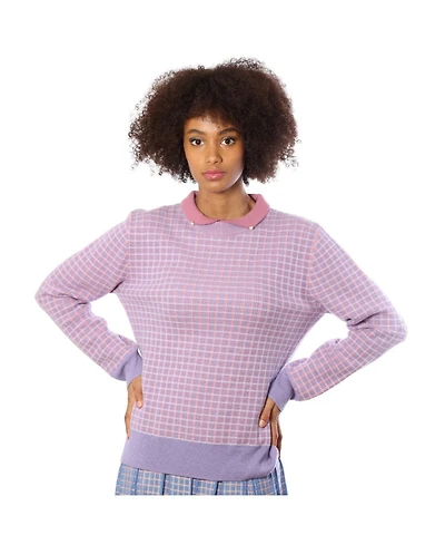 Bellemere New York Merino Tweed Pullover With Pearl Polo Collar Sweater