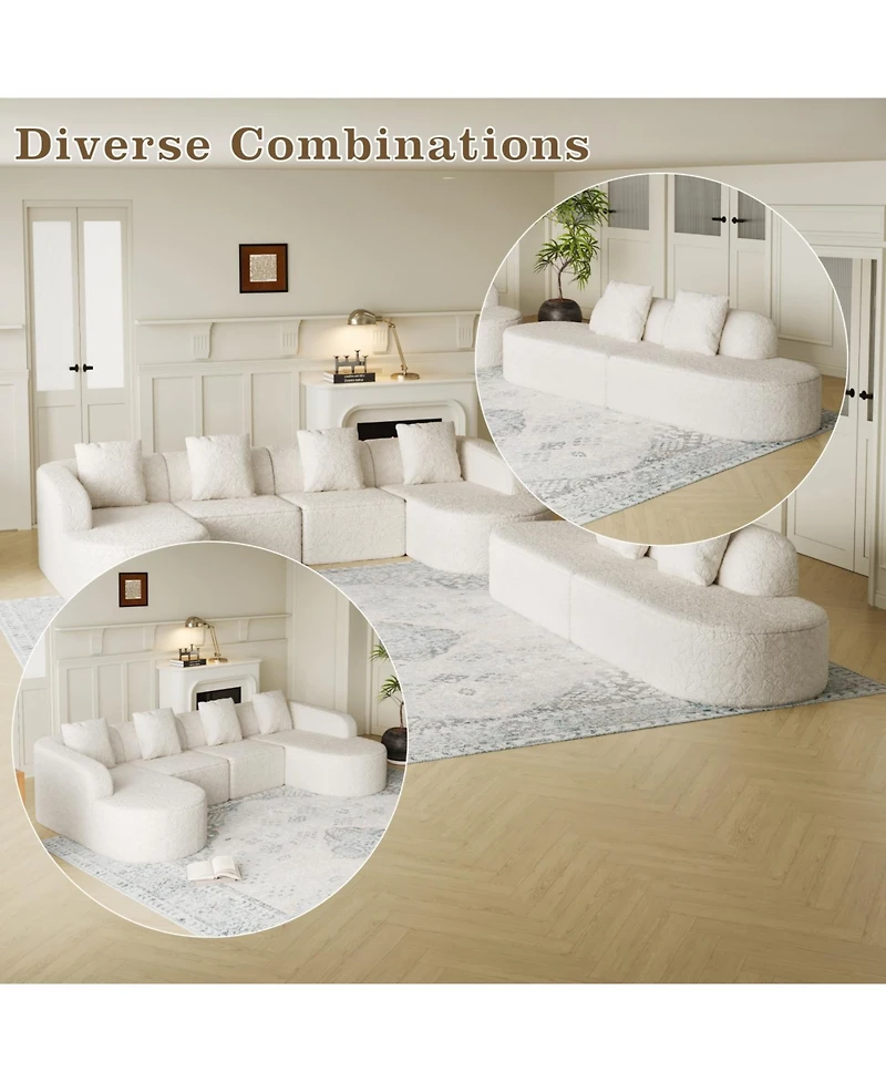 Streamdale Furniture Streamdale L-shaped curved modular sofa, modern lychee-textured polyester fabric, curved backrest