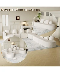 Streamdale Furniture Streamdale L-shaped curved modular sofa, modern lychee-textured polyester fabric, curved backrest