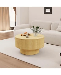 Streamdale Furniture Mdf Modern Round Coffee Table & 2 Pu Dining Chairs Set