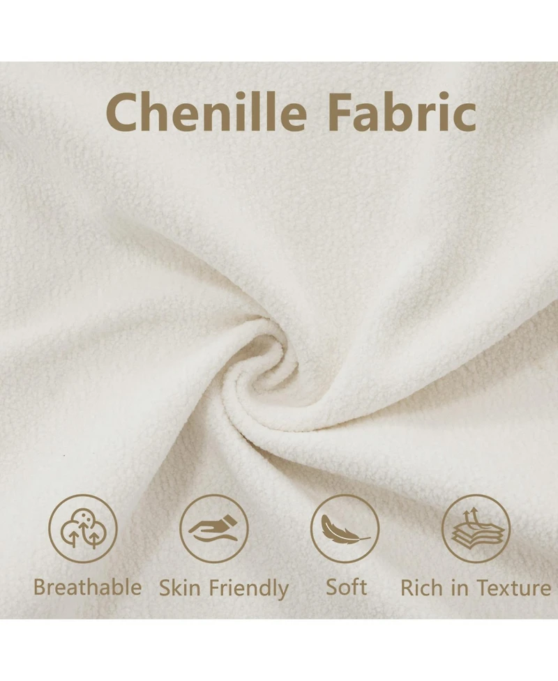 Streamdale Furniture Streamdale Cloud Couch 2 Seater Sofa, Chenille White with Lumbar & Throw Pillows