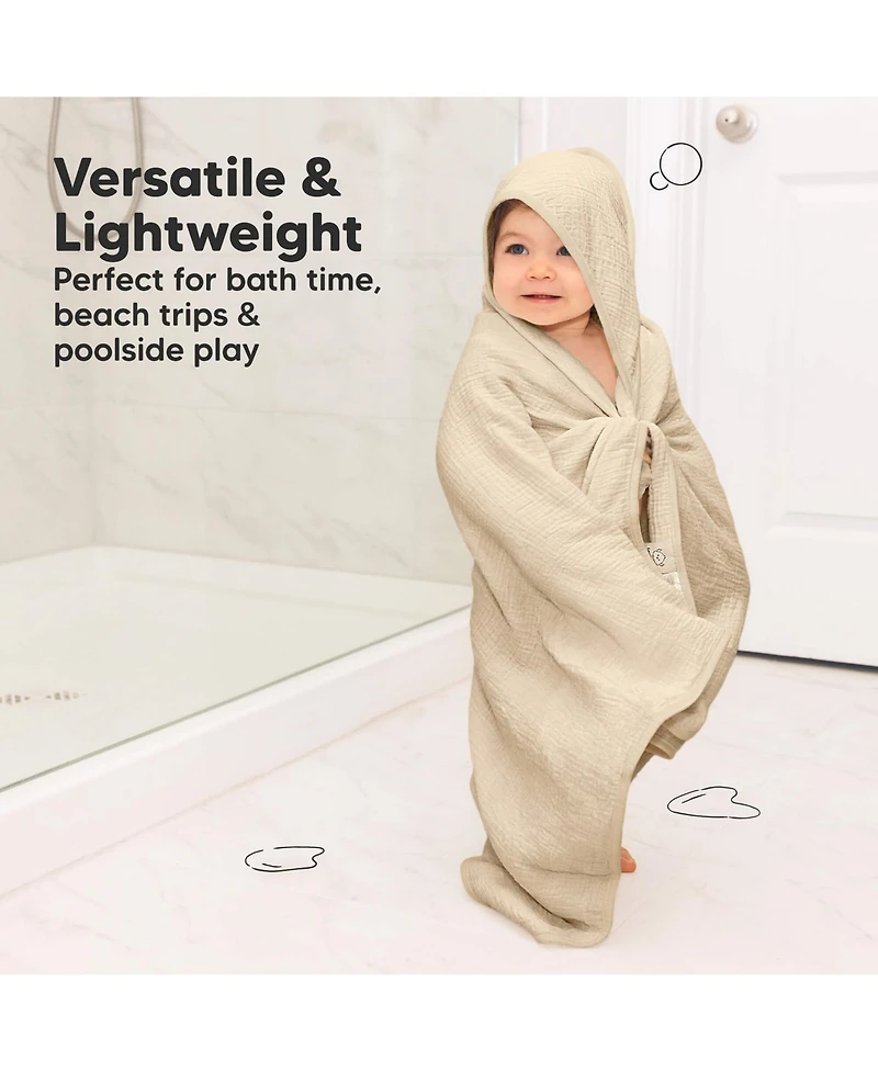 KeaBabies 2pk Lyra Muslin Baby Towels with Hoods for Girl, Boy, Soft, Absorbent, Cotton Hooded Bath