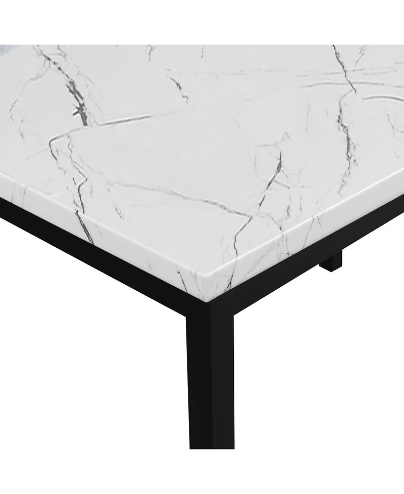 Streamdale Furniture 5-Piece Metal Dinette Set with Laminated Off-white Faux Marble Top, 4 Red Chairs