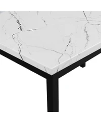 Streamdale Furniture 5-Piece Metal Dinette Set with Laminated Off-white Faux Marble Top, 4 Red Chairs