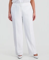 Kasper Plus High-Rise Straight-Leg Pants