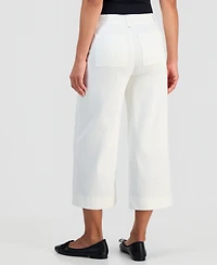 Jones New York Petite High-Rise Cropped Wide-Leg Pintucked Pants
