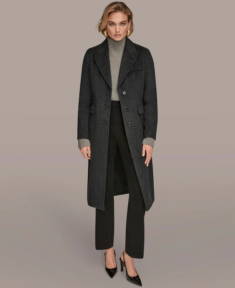 Donna Karan New York Women's Single-Breasted Stitch Trimmed Coat