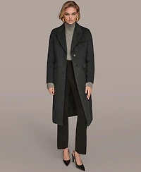 Donna Karan New York Women's Single-Breasted Stitch Trimmed Coat