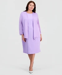 Kasper Plus Open-Front A-Line Cardigan