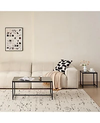 Streamdale Furniture Black Glass CoffeeTable, Small Tea Table, Glass with Metal Legs Sofa Table