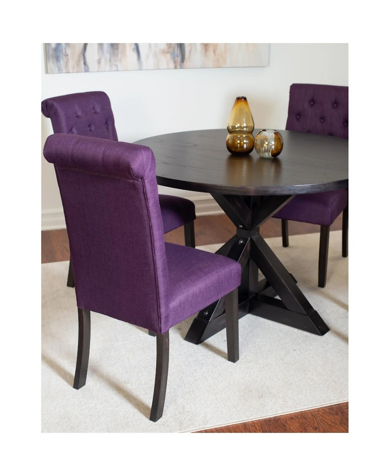 Streamdale Furniture 35" Round Dining Table & 4 Chairs Set - Mid-Century Modern Glass Top