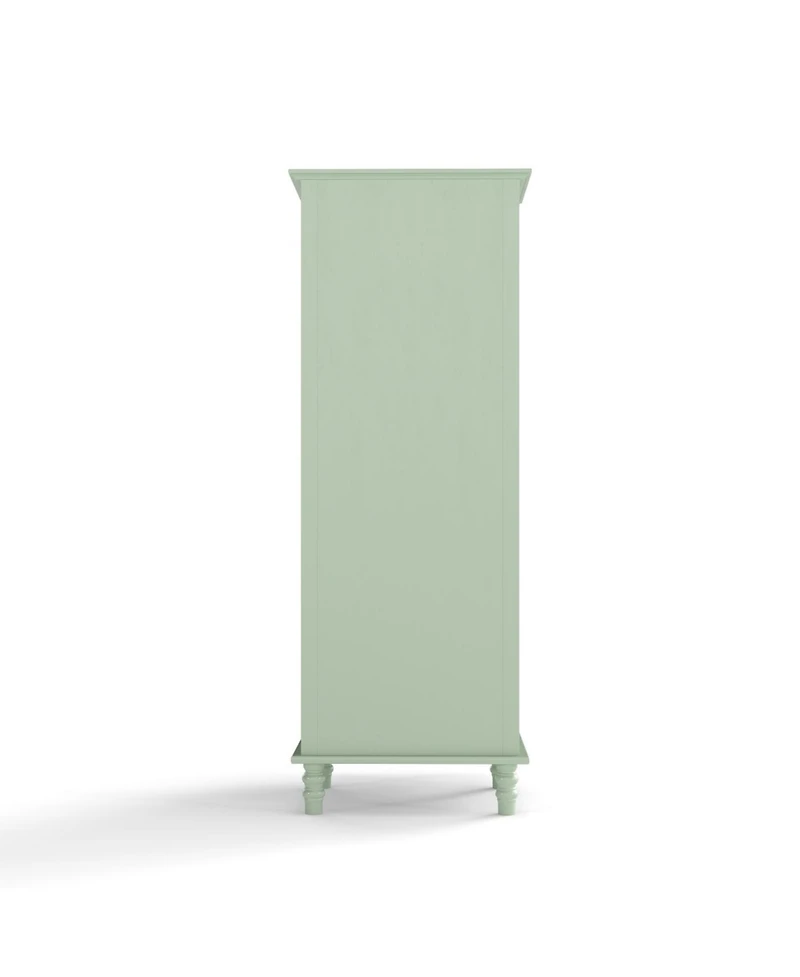 Streamdale Furniture Minimalist Mint Green Buffet Cabinet with Glass Doors & Double Drawer