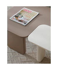 Streamdale Furniture 2 Pcs Modern Modular Coffee Table Set, Farmhouse Tables w/ Multi-layer Paint, Khaki+White