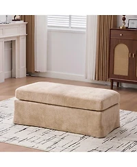 Streamdale Furniture Modern Chenille Ottoman with Black Metal Legs