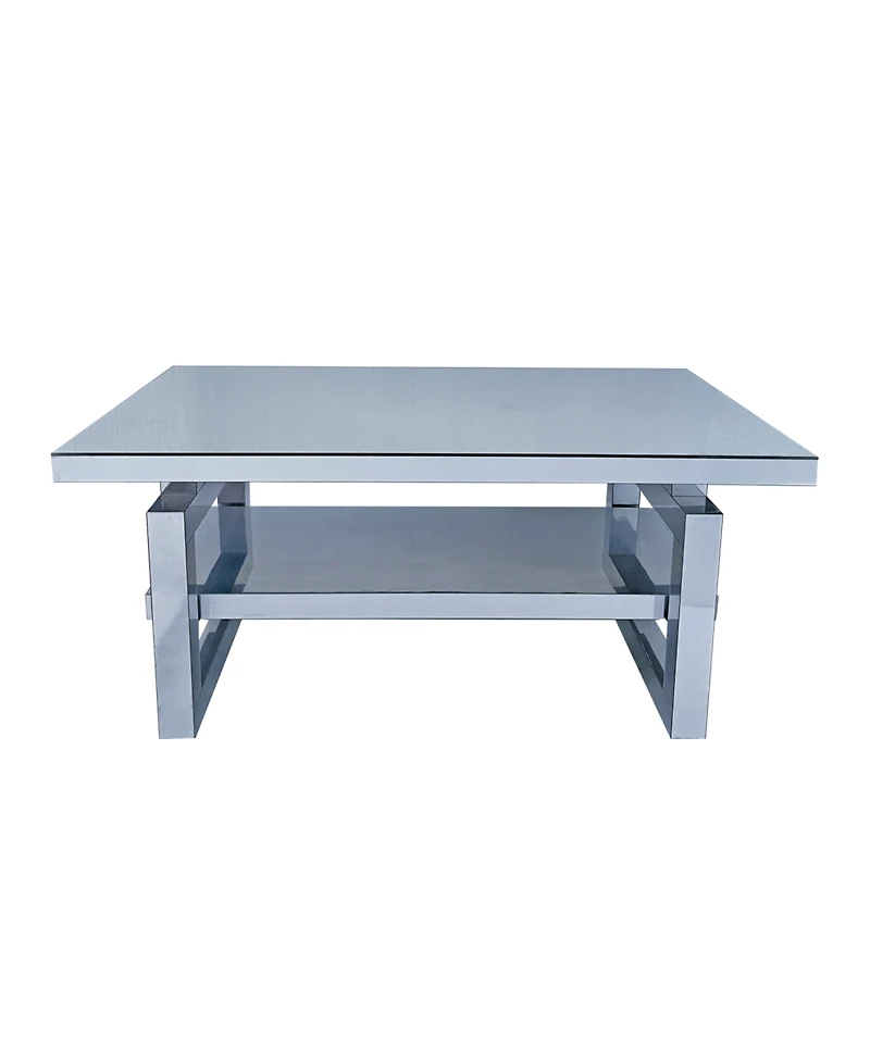 Streamdale Furniture Modern square luxury coffee table with tempered glass for living room.