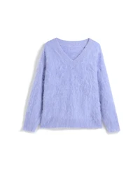 Bellemere New York Women's Brushed Pure Cashmere V-Neck Sweater