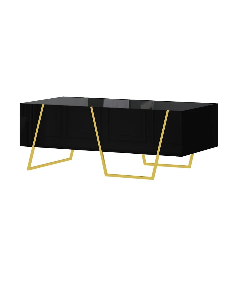 Streamdale Furniture Modern High Gloss Coffee Table with Storage &Base