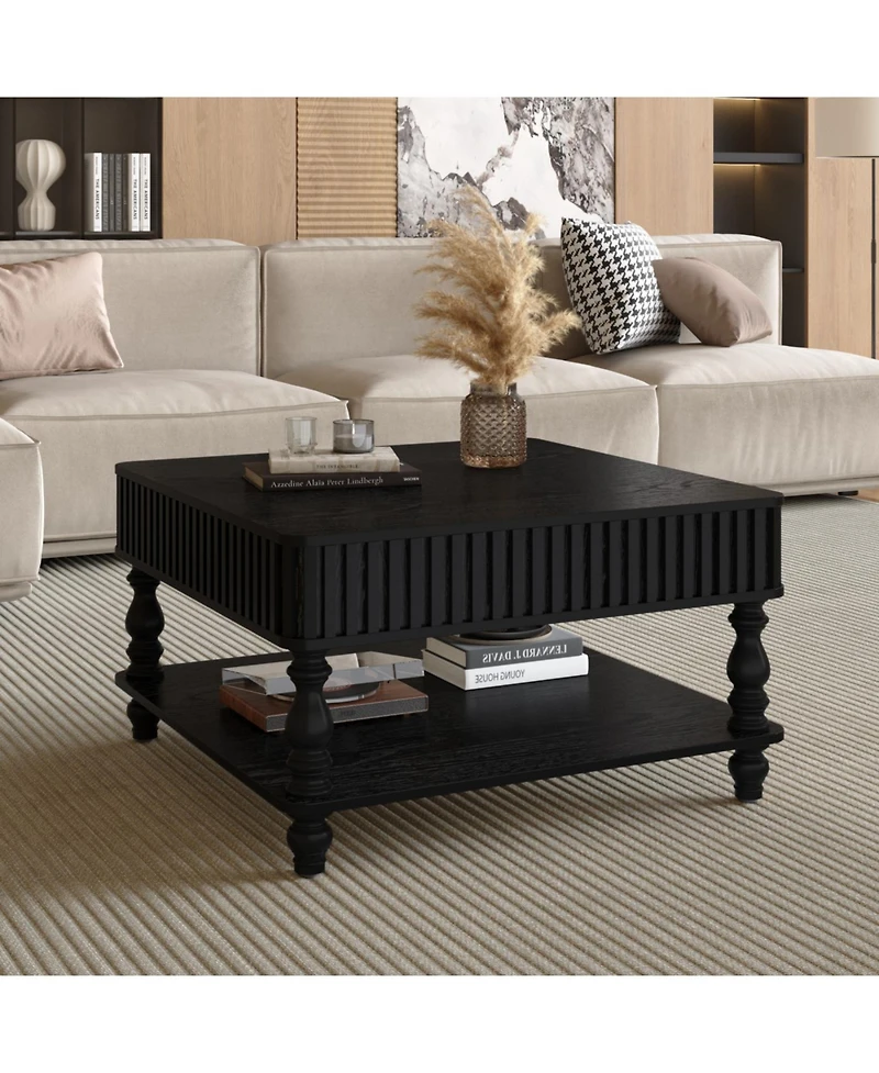 Streamdale Furniture Fluted Lift-Top Coffee Table with Storage