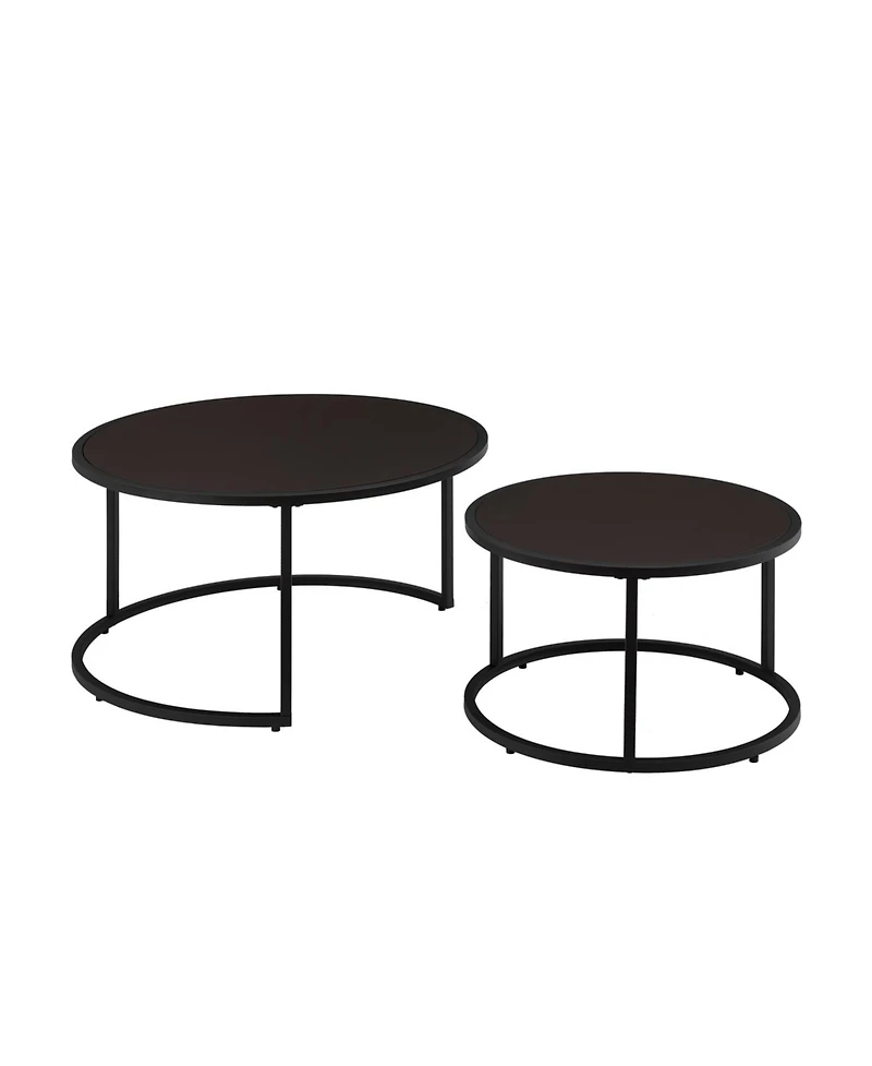 Streamdale Furniture Modern Faux Leather Nesting Coffee Table Set of 2