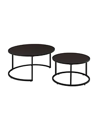 Streamdale Furniture Modern Faux Leather Nesting Coffee Table Set of 2