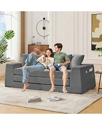 Streamdale Furniture Corduroy Convertible Sofa Bed Loveseat with 5 Pillows