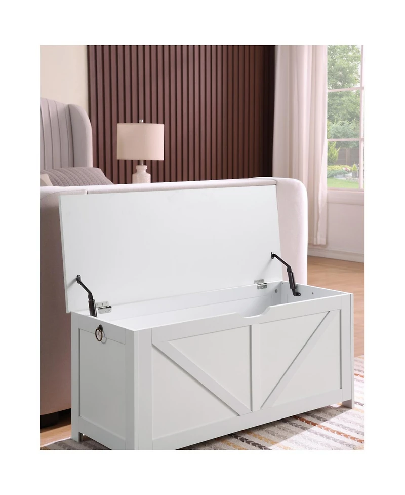 Streamdale Furniture Retro Toy Box Organizer Entryway Storage Bench with 2 Hinges