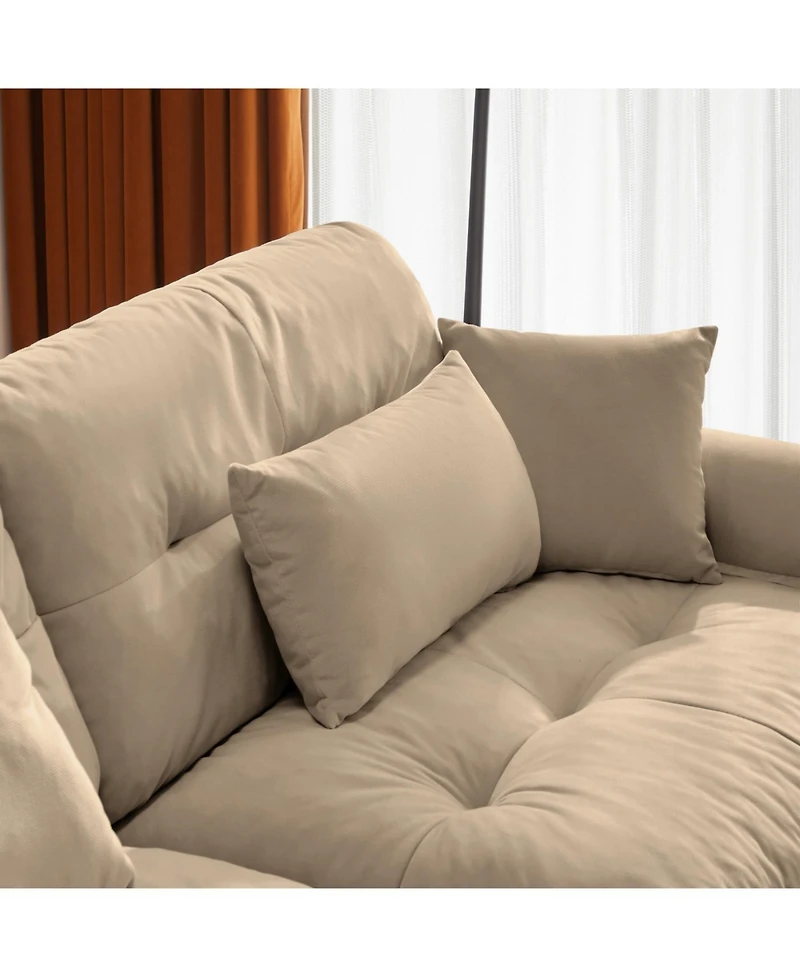 Streamdale Furniture Extra Large 3 Seat Modern Velvet Sofa - Camel