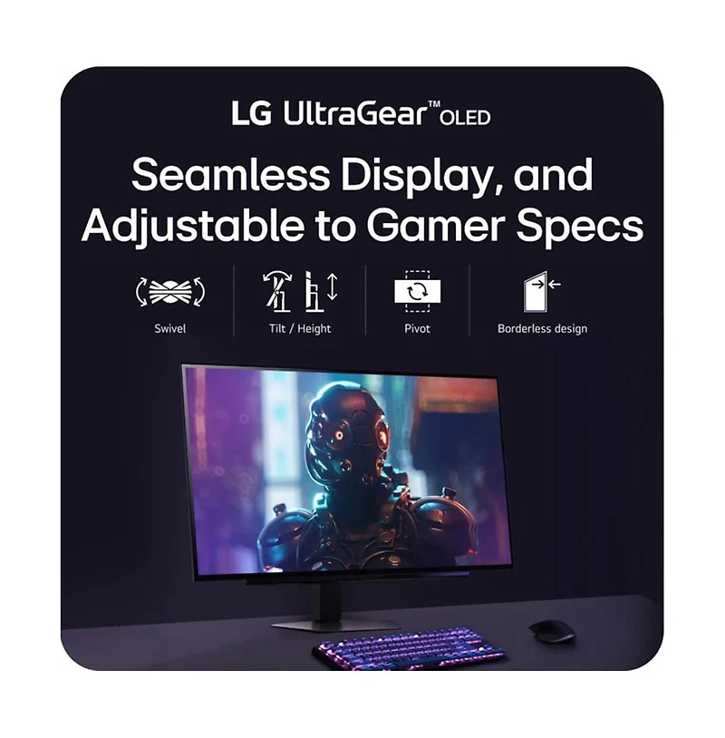 Lg 27-Inch Gaming Monitor Oled Qhd 240Hz 0.03ms G-Sync Compatible – Black