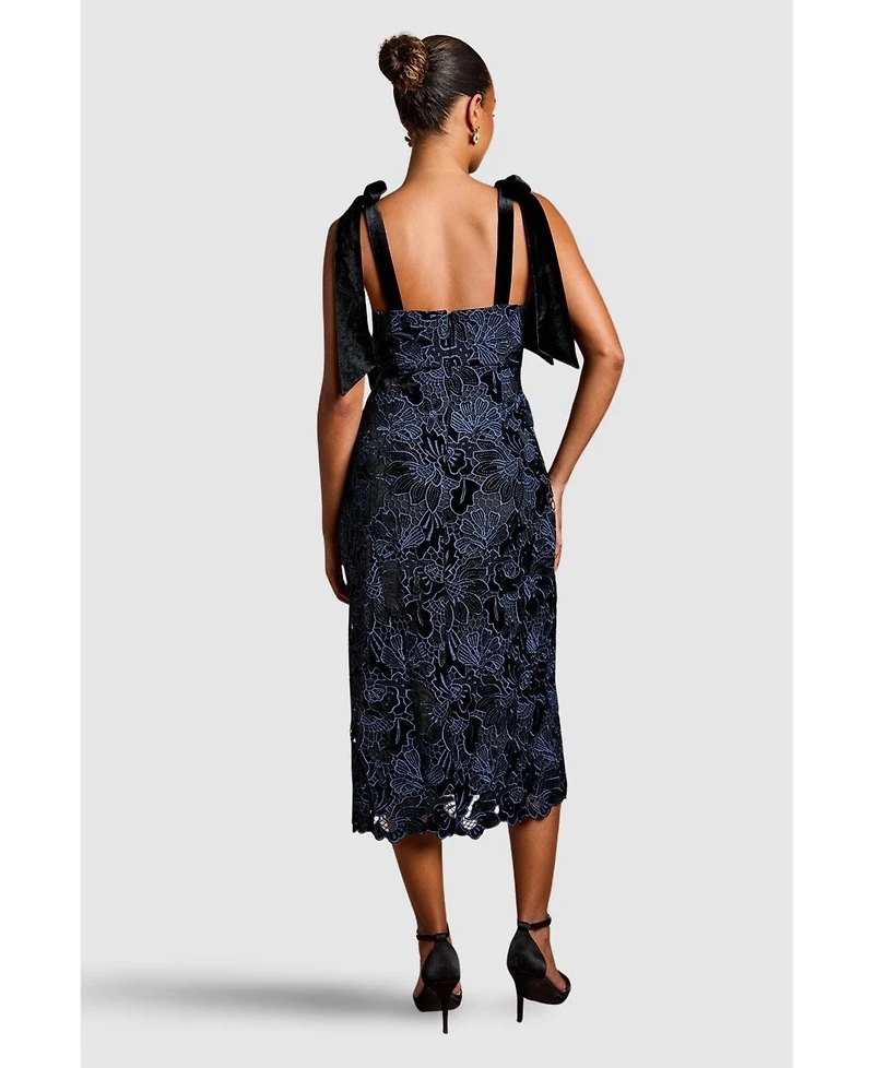 Coast Women's Velvet Lace Tie Shoulder Dress