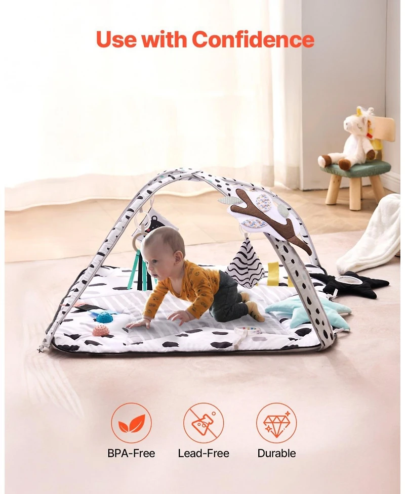 Slickblue Infant Play Gym Mat with 6 Toys for Tummy and Floor Time