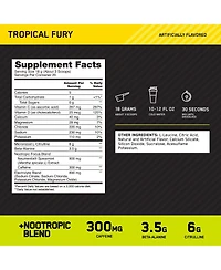 Optimum Nutrition, Pre-Workout Amped Powder, Tropical Fury, High Stim, Sugar-Free, Caffeine, 20 Servings