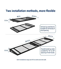 Fleximounts BR24B-e 24″ Deep × 48″ Wide Heavy-Duty Wall Shelf with Brackets (Black) 2-Pack