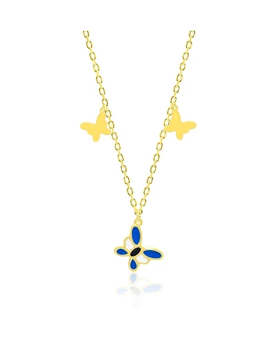 Etoielle Little Girls Enamel and Gold Over Silver Butterfly Necklace