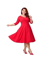 Unique Vintage Plus Scalloped Neck Swing Dress