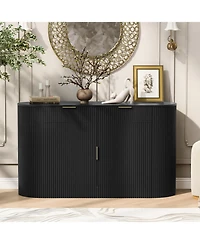 Streamdale Furniture 55.1" Modern Storage Cabinet - 2 Doors, Drawers, Stripe Mdf Sideboard