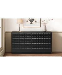 Streamdale Furniture Modern 4-Door Storage Cabinet with Geometric Doors & Metal Trim