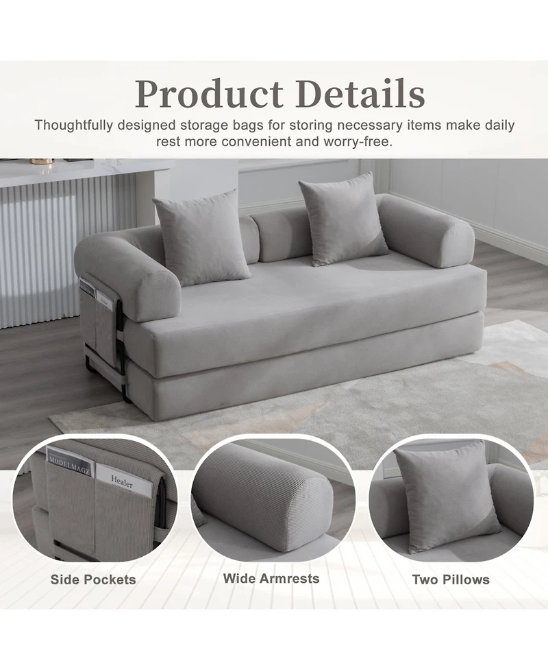 Streamdale Furniture Streamdale Foldable & Compressible Sofa with Metal Frame for Small Spaces