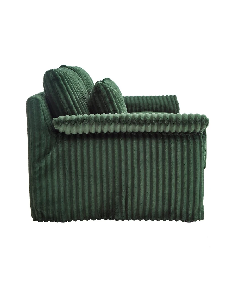 Streamdale Furniture Streamdale Corduroy Loveseat Sofa with Pillow Top Arms & 2 Accent Pillows