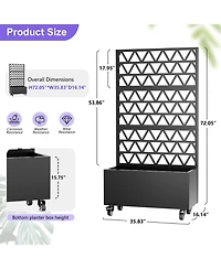 Streamdale Furniture Streamdale Metal Planter Box with Trellis - 72"x36"x16" Raised Garden Bed for Climbing Plants