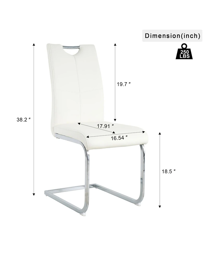 Streamdale Furniture Modern Glass Dining Table Set with 4 White Chairs (Set of 5)