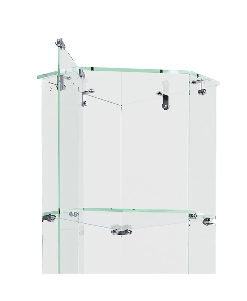 Streamdale Furniture Premium 5-Tier Diamond Glass Display Case with 5 Led Modes