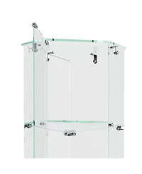 Streamdale Furniture Premium 5-Tier Diamond Glass Display Case with 5 Led Modes