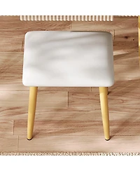 Streamdale Furniture Streamdale 4-Drawer Vanity Desk with Led Mirror & Carved Details, Makeup Table with Stool