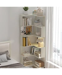 Streamdale Furniture 6 Tier L-Shaped Corner Bookshelf for Living Room/Bedroom, White