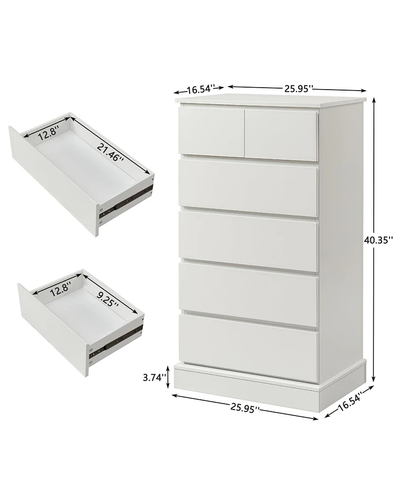 Streamdale Furniture 6-Drawer Dresser for Bedroom, Modern Chest of Drawers