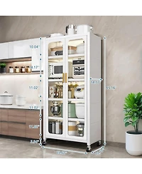 Streamdale Furniture 65" 6-Tier Metal Storage Cabinet with Transparent Door, White