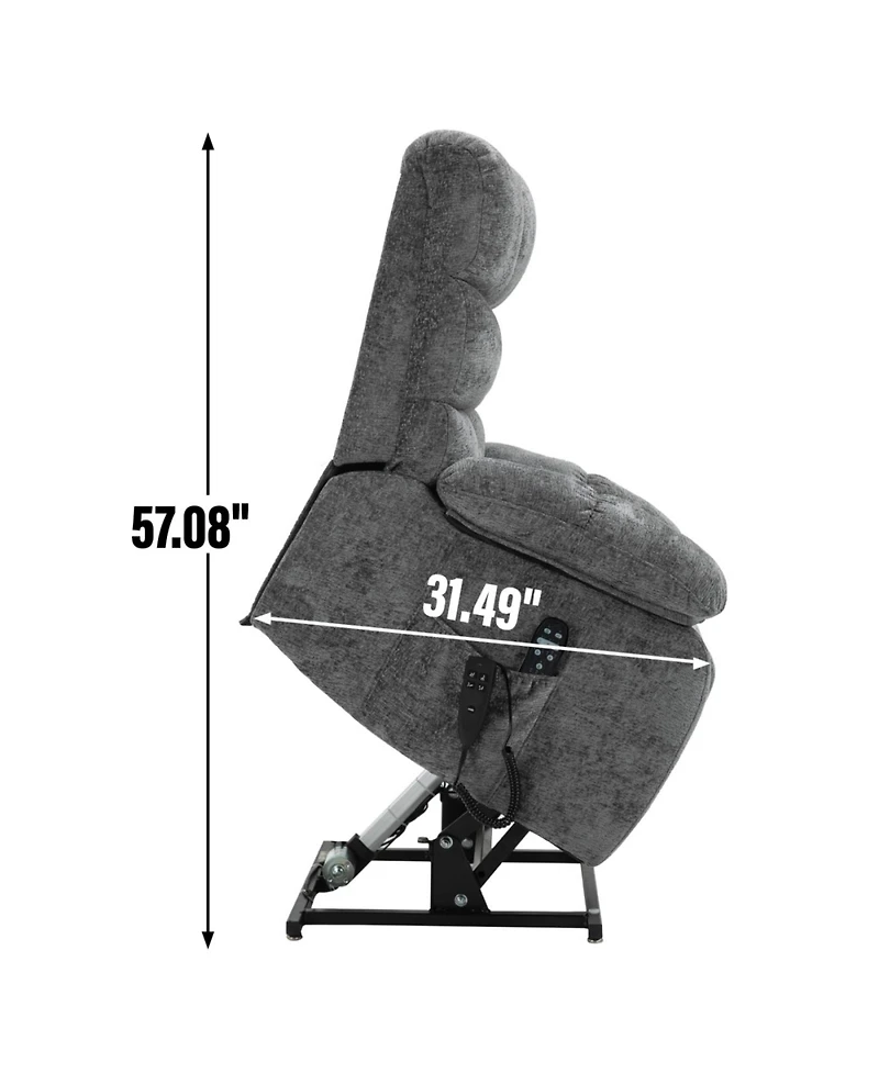 Streamdale Furniture Lift Recliner Chair Heat Massage Dual Motor Infinite Position Grey