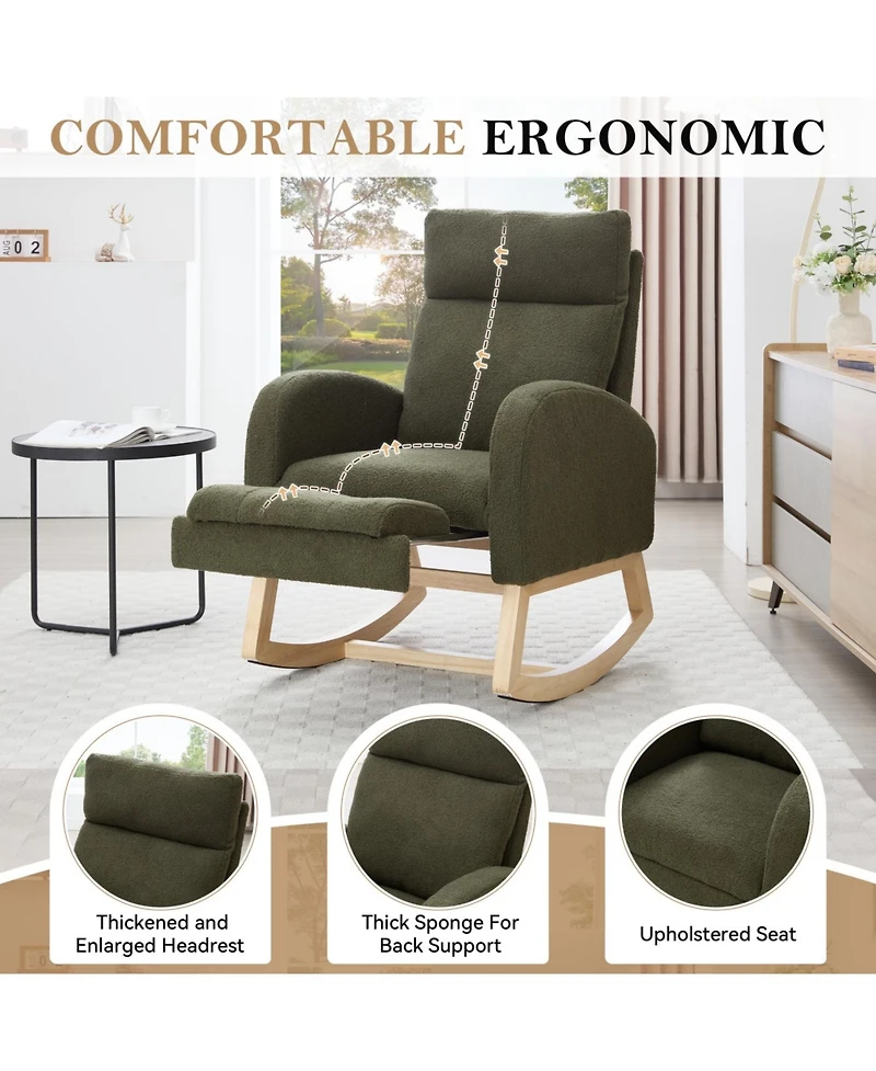 Streamdale Furniture Teddy Fabric Leisure Rocking Chair with Footstool