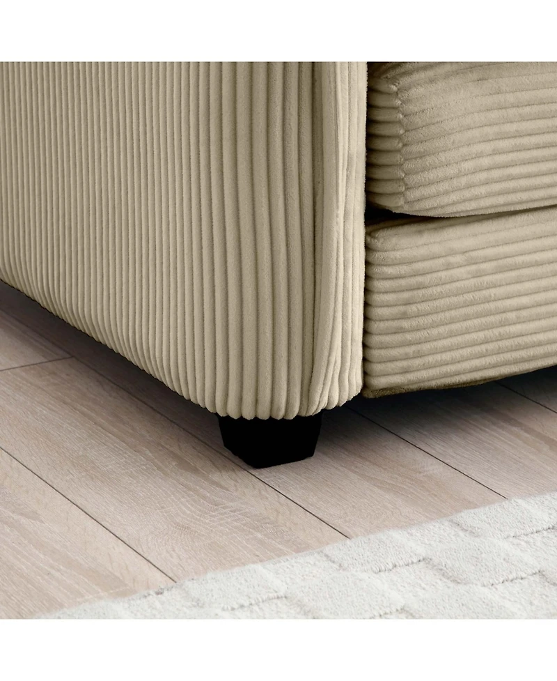 Streamdale Furniture Ottoman Footstool in Tan Corduroy Fabric